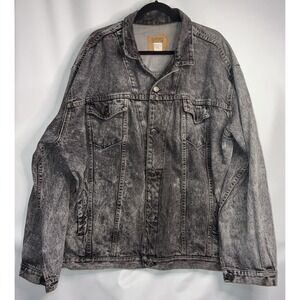 GAP Vintage Denim Jacket 90s Trucker Sz XL Black White Acid Wash Grunge Oversize